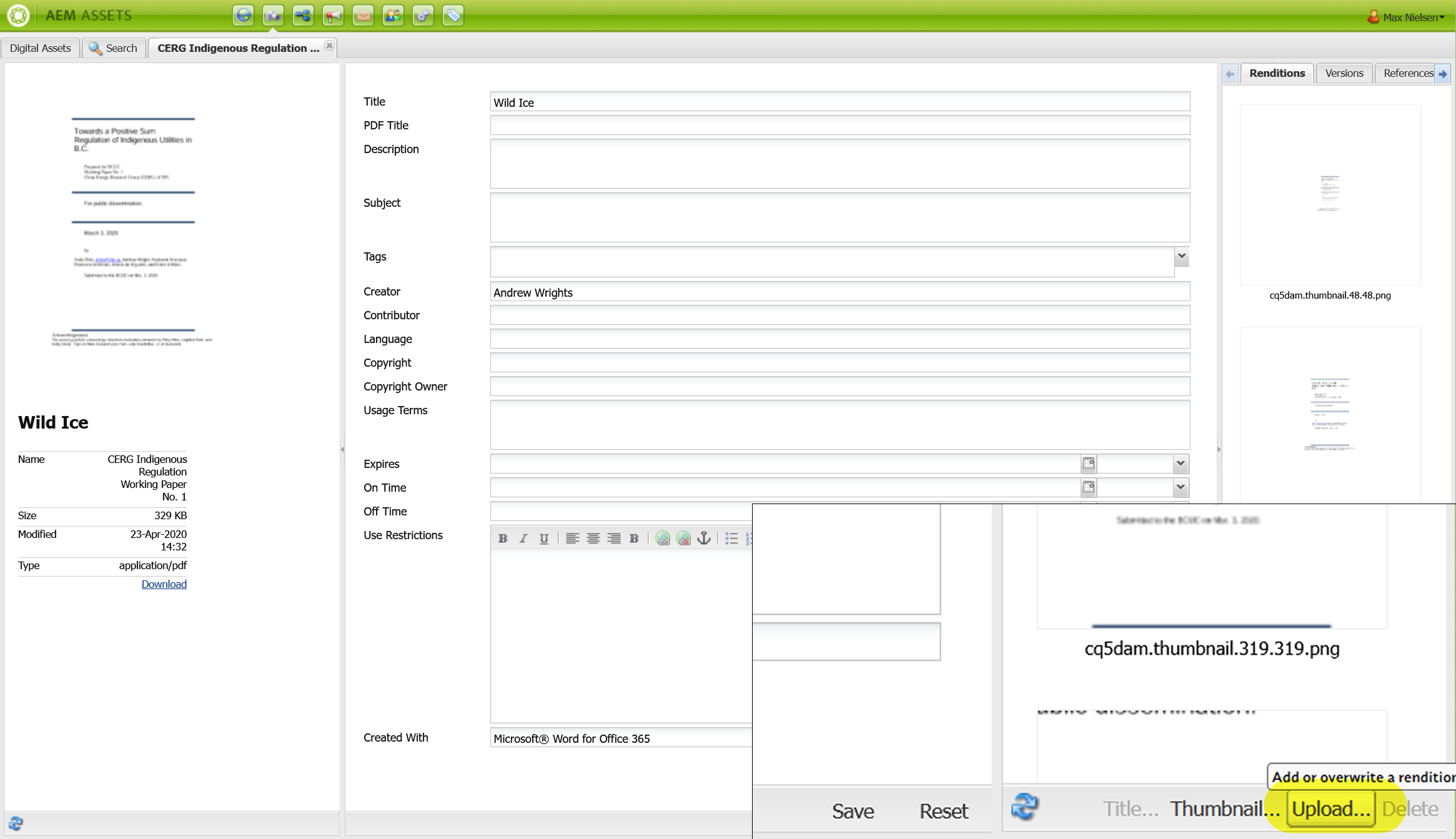 Overwriting a file in AEM