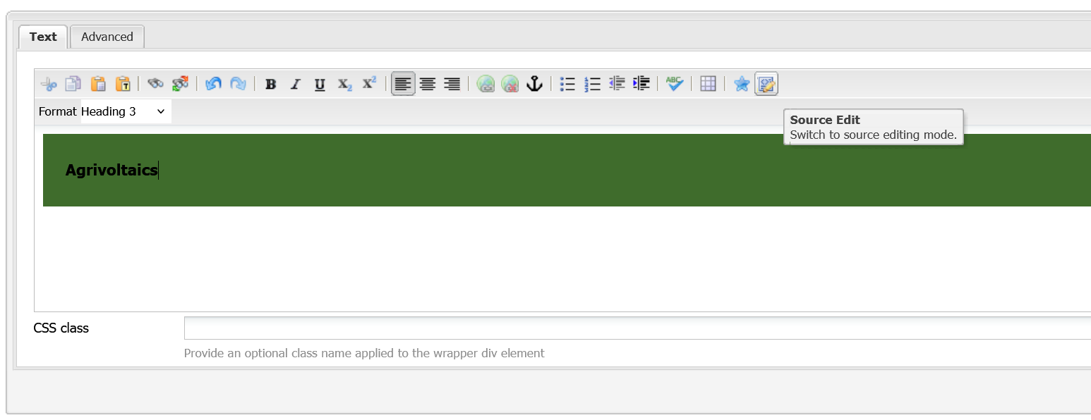 Example of the source edit button
